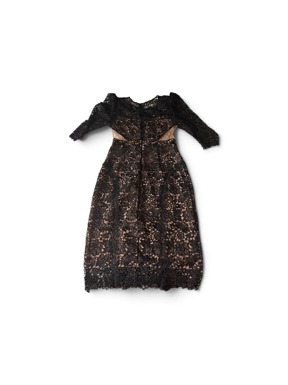 Astr Black Lace Midi Dress with Open Back
